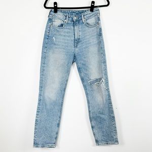 H&M Jeans Slim Straight High Rise Distressed